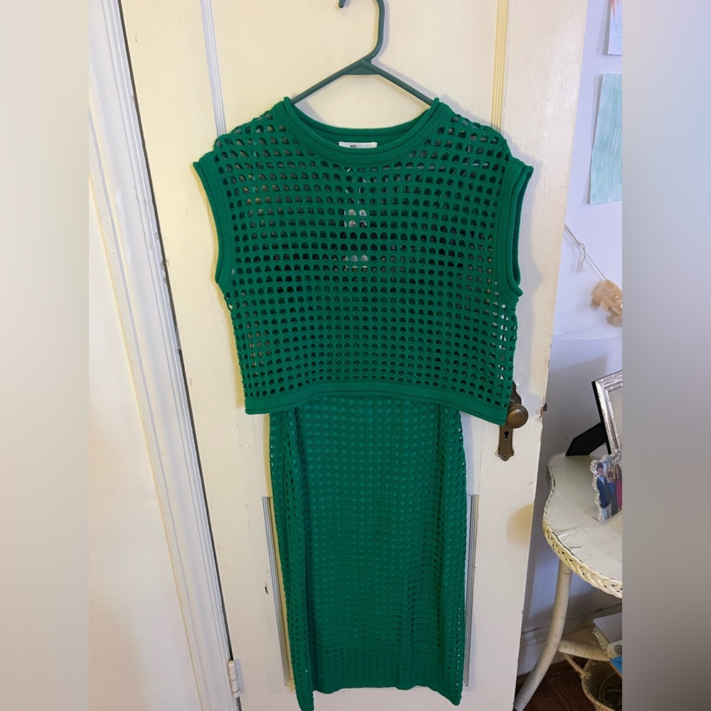 Green Crochet Sleeveless Dress
